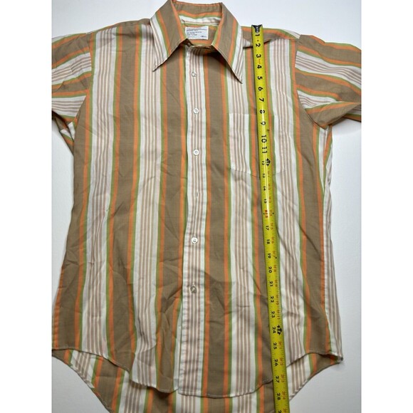 Vintage Men’s Career Club Striped Button Down Shirt Size Medium 15-15.5 Collar - Picture 5 of 5